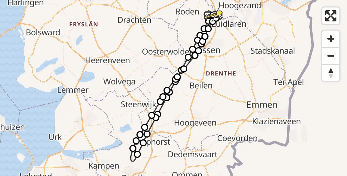 Routekaart van de vlucht: Lifeliner 4 naar Groningen Airport Eelde, Lugtenbergerweg
