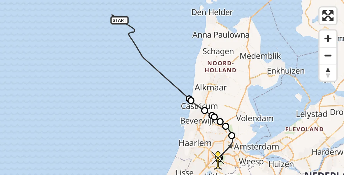 Routekaart van de vlucht: Politieheli naar Schiphol, Goede Ree
