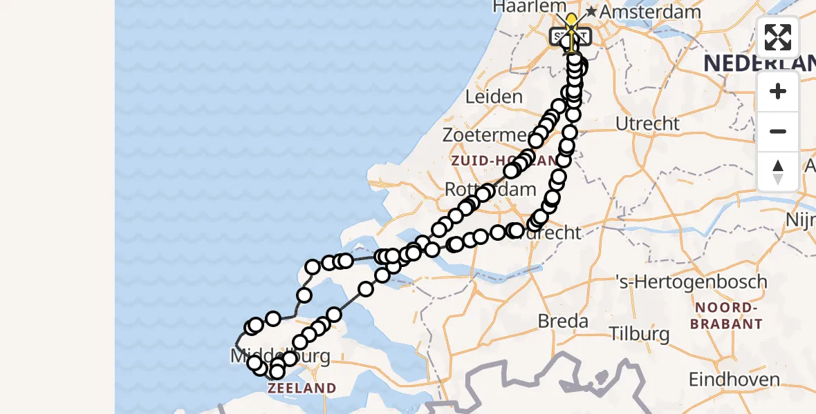 Routekaart van de vlucht: Politieheli naar Schiphol, Halim P.K. straat