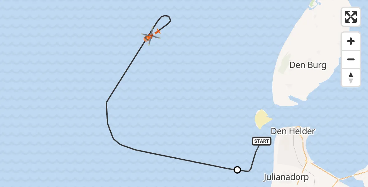 Vluchtroute Kustwachthelikopter Den Helder - , 22 oktober 2025, 07:51