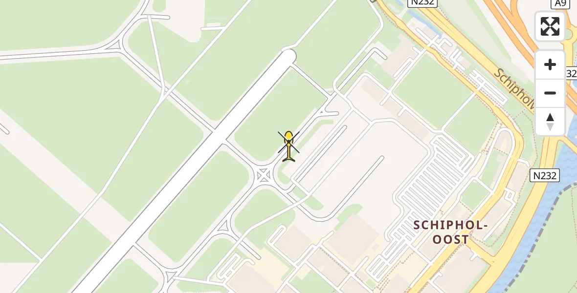 Vluchtroute Politiehelikopter van Schiphol naar Schiphol