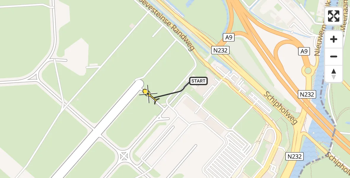 Routekaart van de vlucht: Politieheli naar Schiphol, Thermiekstraat