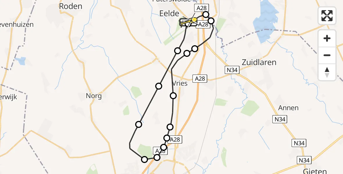 Routekaart van de vlucht: Lifeliner 4 naar Groningen Airport Eelde, Vissersweg