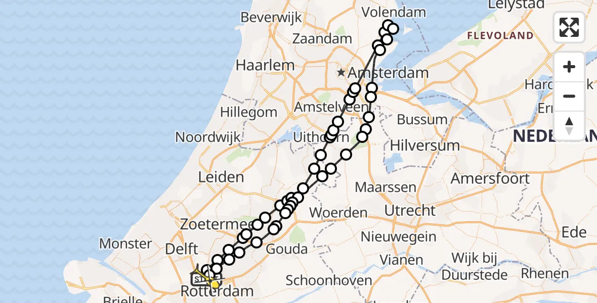 Routekaart van de vlucht: Lifeliner 2 naar Rotterdam The Hague Airport, A16 Rotterdam