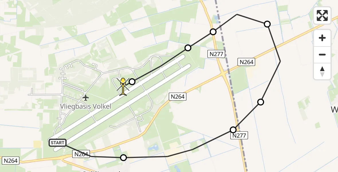 Routekaart van de vlucht: Lifeliner 3 naar Vliegbasis Volkel, Rogstraat
