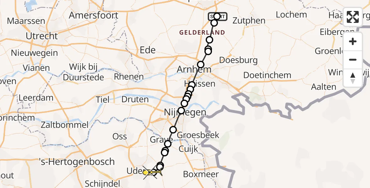 Routekaart van de vlucht: Lifeliner 3 naar Vliegbasis Volkel, Albaweg