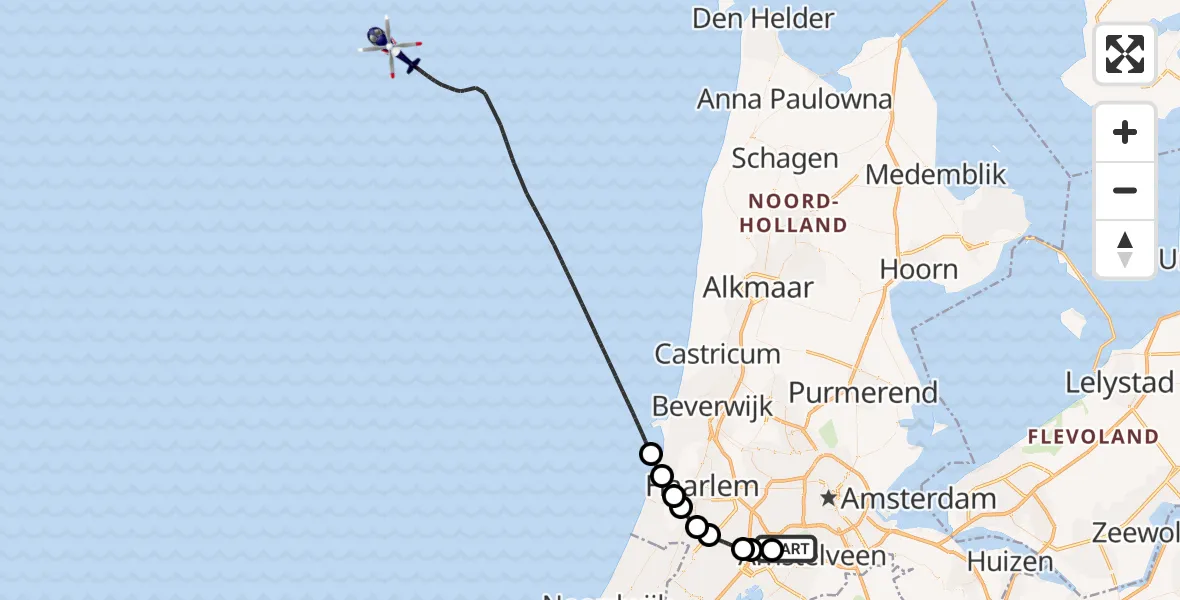 Vluchtroute Politiehelikopter Schiphol - , 22 oktober 2025, 11:36
