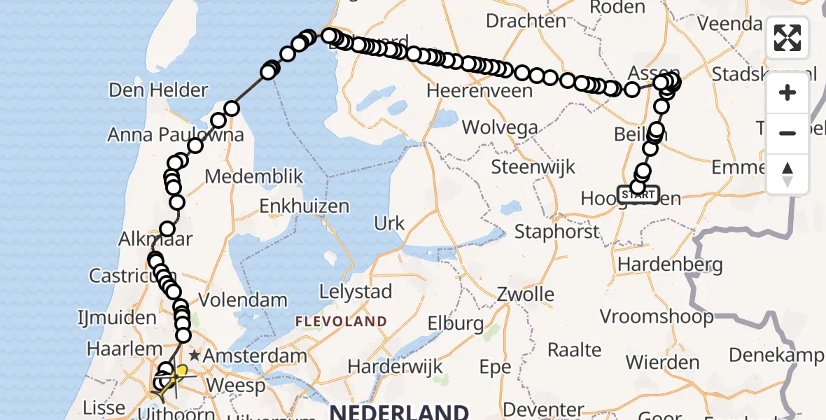 Routekaart van de vlucht: Politieheli naar Schiphol, Stuifzandseweg