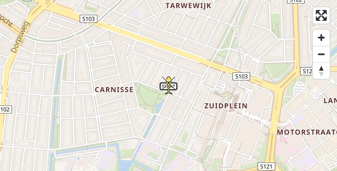 Routekaart van de vlucht: Lifeliner 2 naar Rotterdam, Wieringerstraat