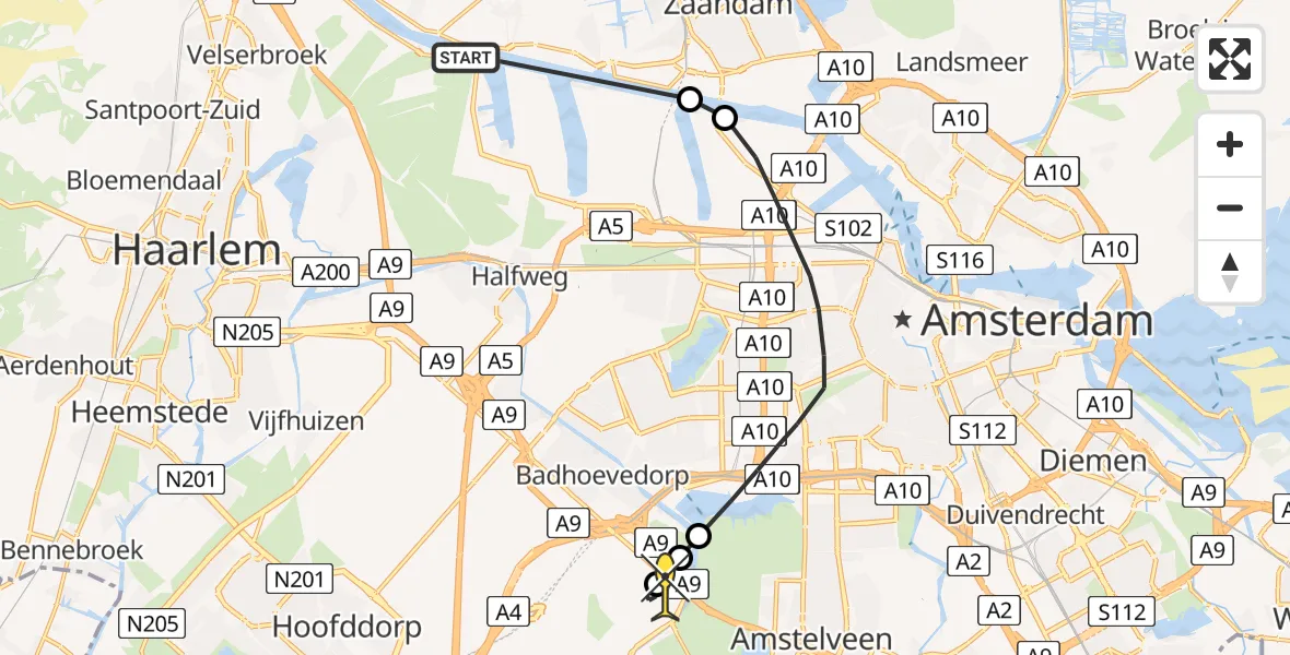 Routekaart van de vlucht: Politieheli naar Schiphol, Belangenvereniging tuinders Zaanderhorn
