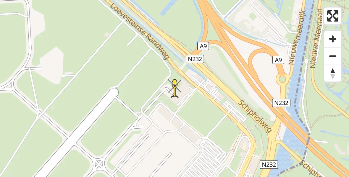 Routekaart van de vlucht: Politieheli naar Schiphol