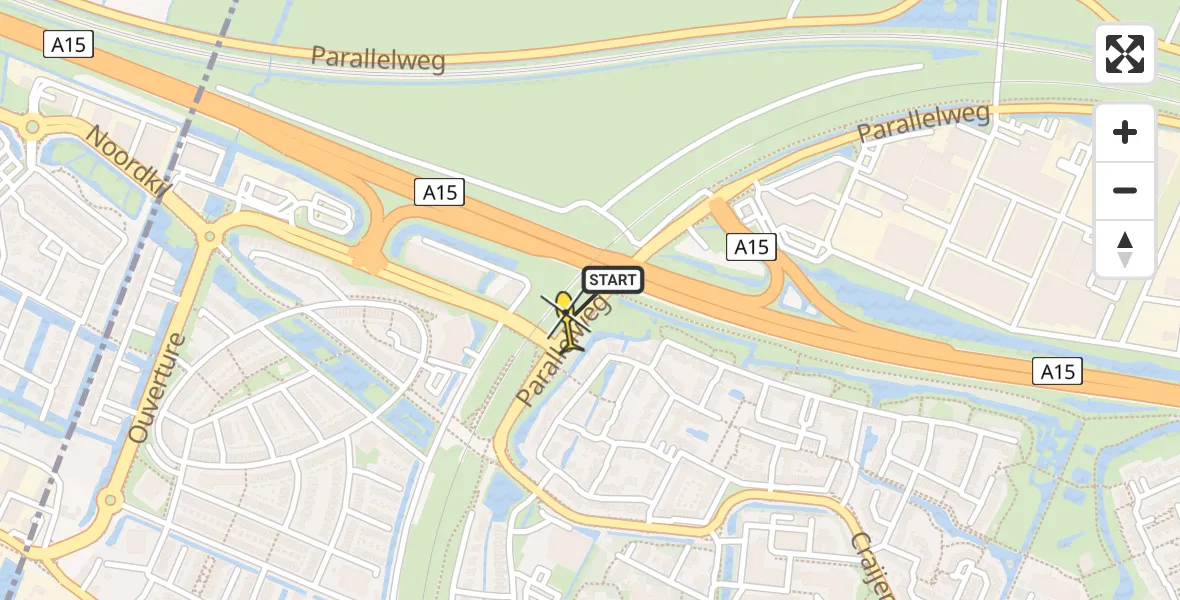 Routekaart van de vlucht: Lifeliner 2 naar Sliedrecht, Parallelweg