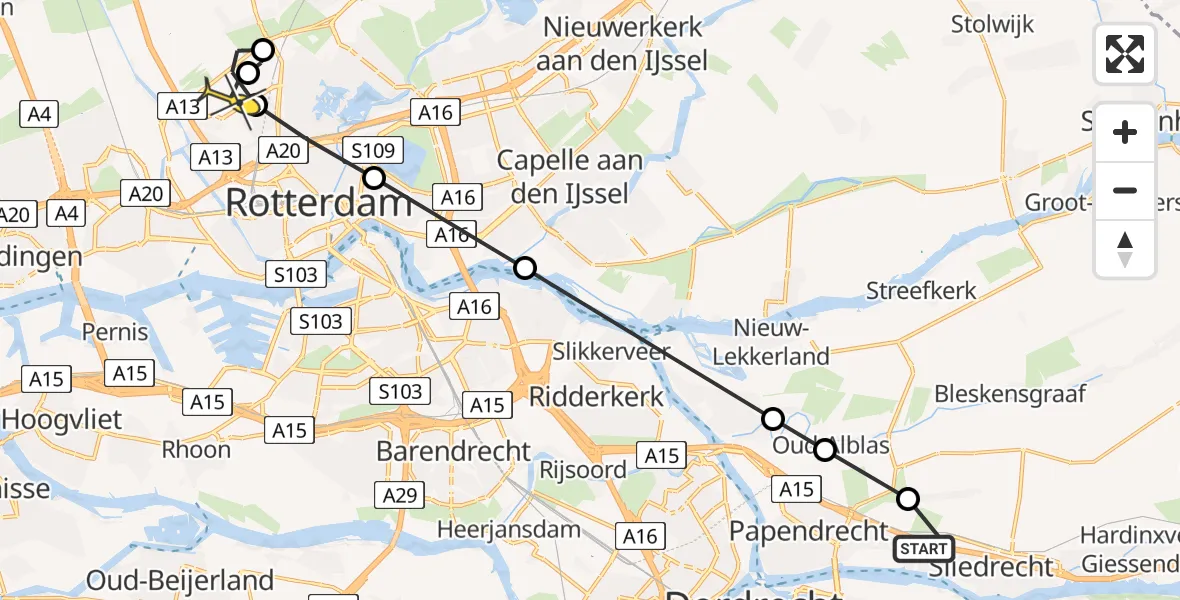 Routekaart van de vlucht: Lifeliner 2 naar Rotterdam The Hague Airport, Matenaweg