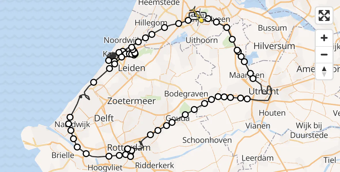 Vluchtroute Politiehelikopter van Schiphol naar Schiphol