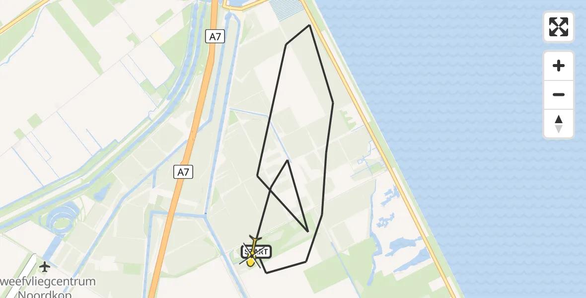 Routekaart van de vlucht: Kustwachthelikopter naar Wieringerwerf, Sluitgatweg
