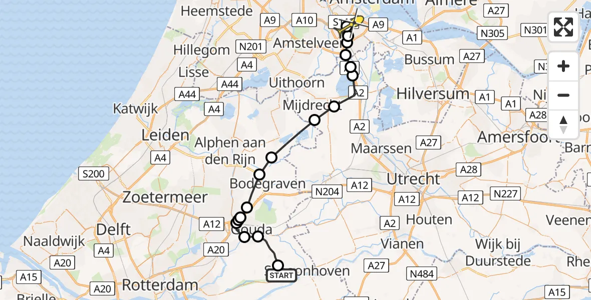 Routekaart van de vlucht: Politieheli naar Diemen, Oude Spoorweg