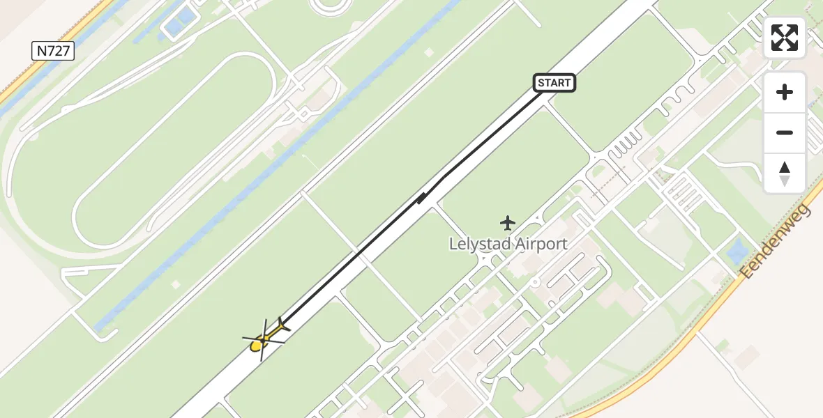 Routekaart van de vlucht: Politieheli naar Lelystad Airport, Flamingoweg