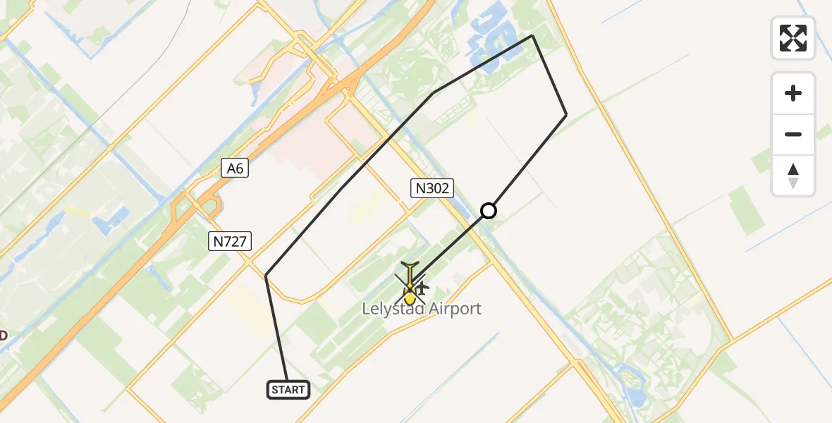 Routekaart van de vlucht: Politiehelikopter naar Lelystad Airport, Anthony Fokkerweg