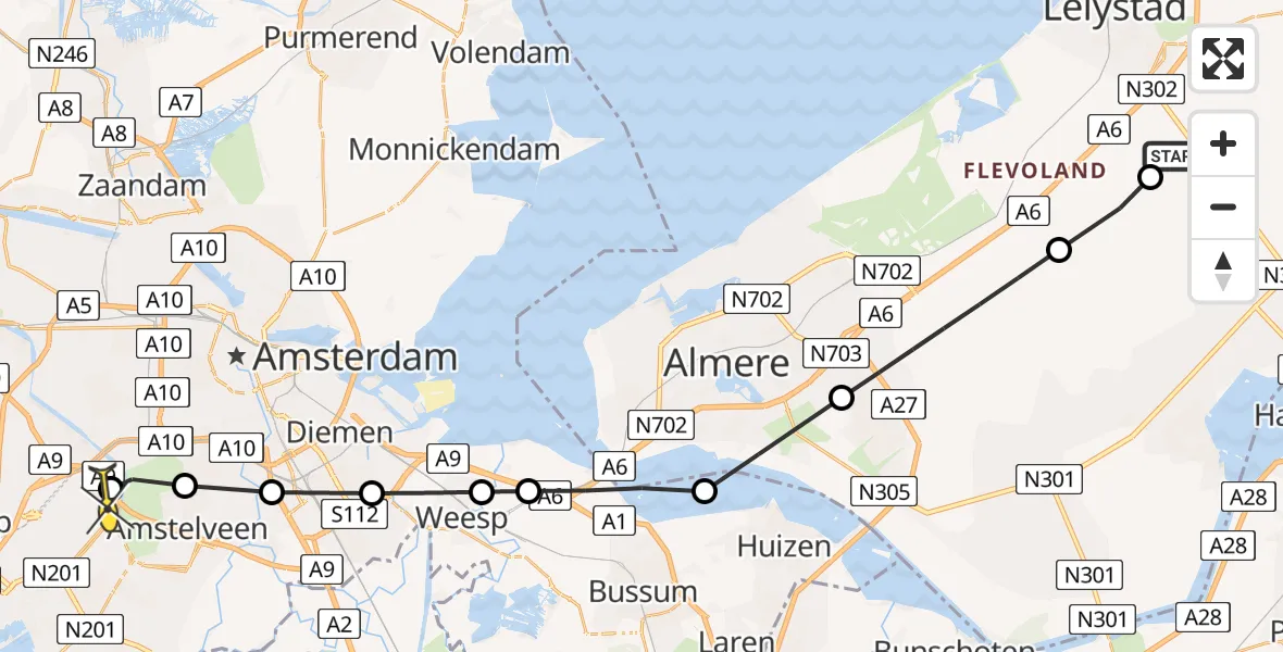 Routekaart van de vlucht: Politiehelikopter naar Schiphol, Eendenweg