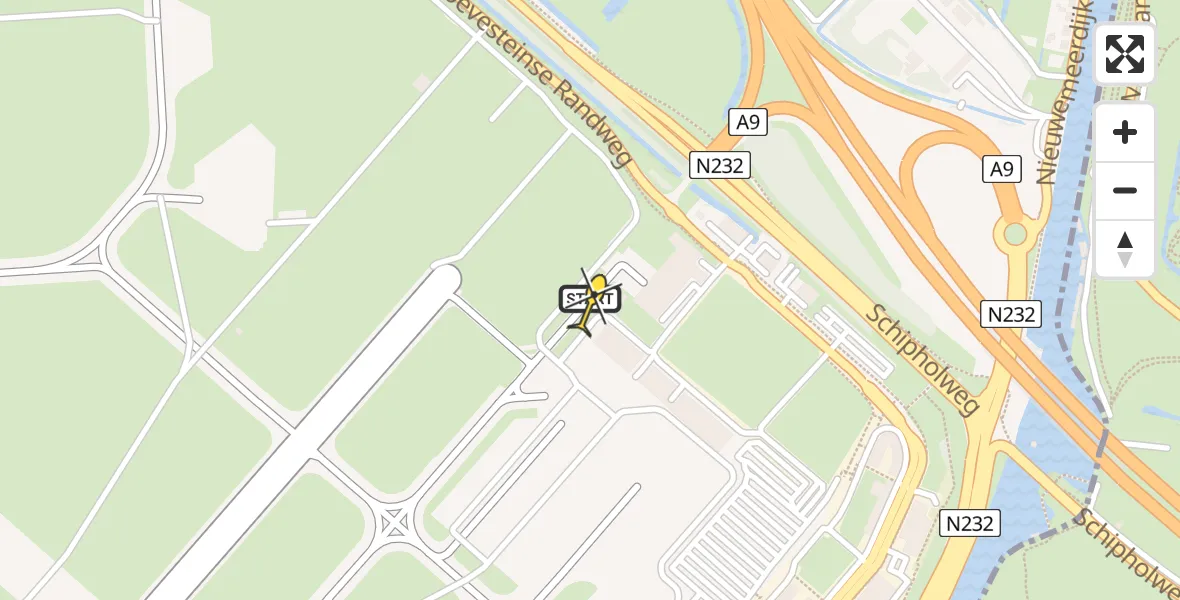 Vluchtroute Politiehelikopter van Schiphol naar Schiphol