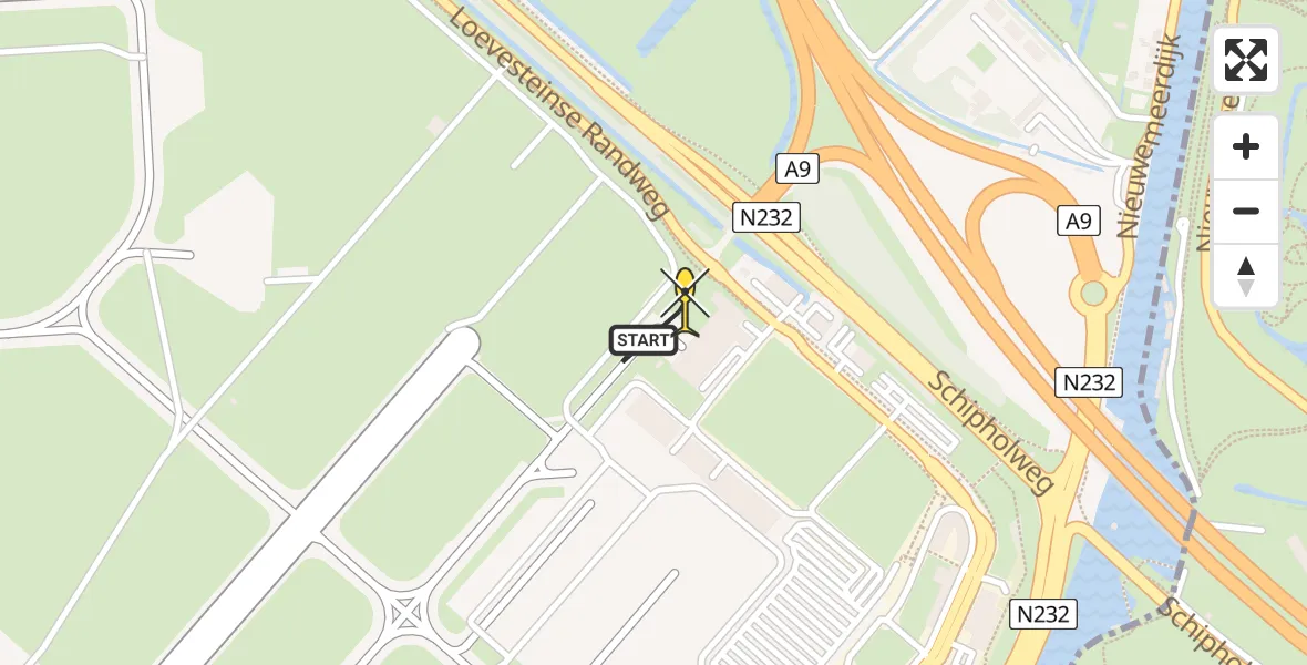 Routekaart van de vlucht: Politiehelikopter naar Schiphol, Thermiekstraat