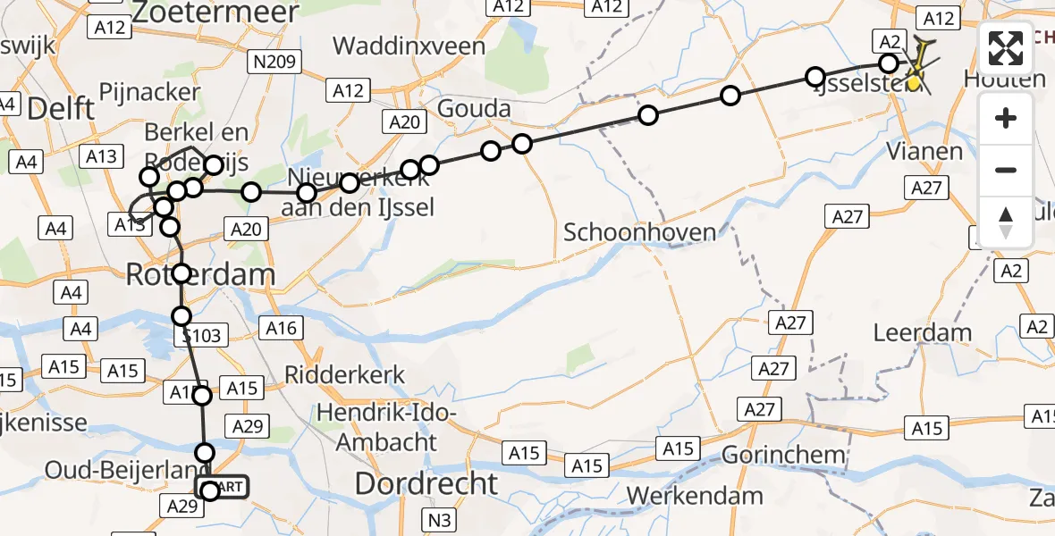Routekaart van de vlucht: Lifeliner 2 naar Nieuwegein, Buitenpolderpad