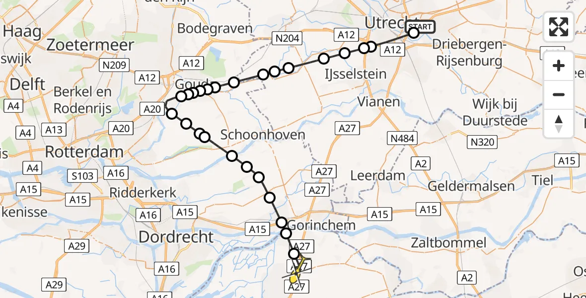 Routekaart van de vlucht: Lifeliner 2 naar Nieuwendijk, Zandlaan