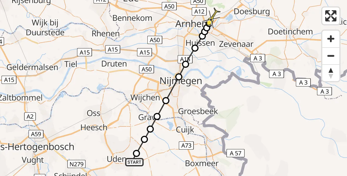 Routekaart van de vlucht: Lifeliner 3 naar Velp, Houtvennen