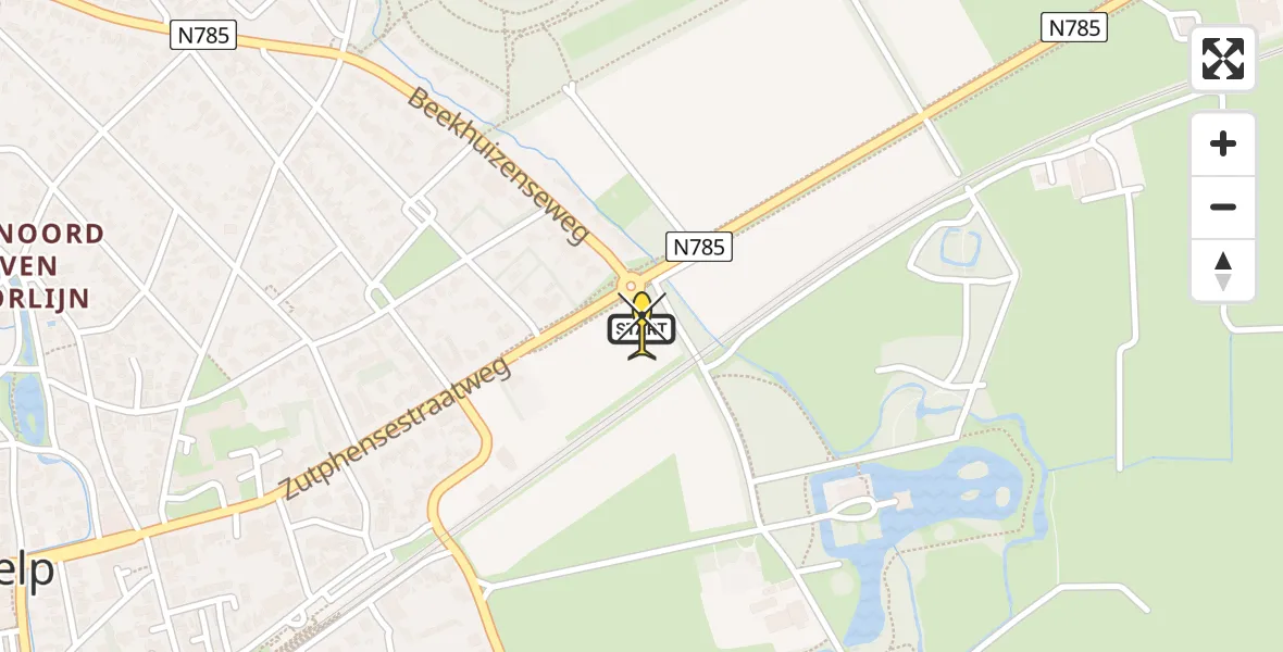 Routekaart van de vlucht: Lifeliner 3 naar Velp, Zutphensestraatweg