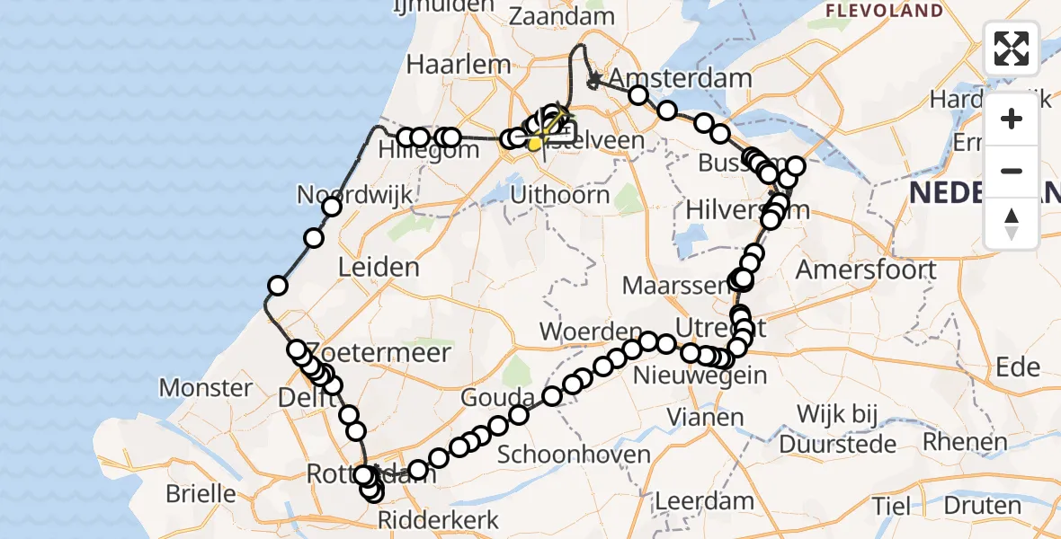 Routekaart van de vlucht: Politieheli naar Schiphol, Loevesteinse Randweg