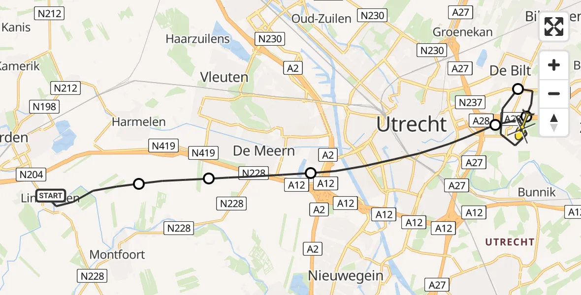 Routekaart van de vlucht: Lifeliner 2 naar Universitair Medisch Centrum Utrecht, Appellaantje