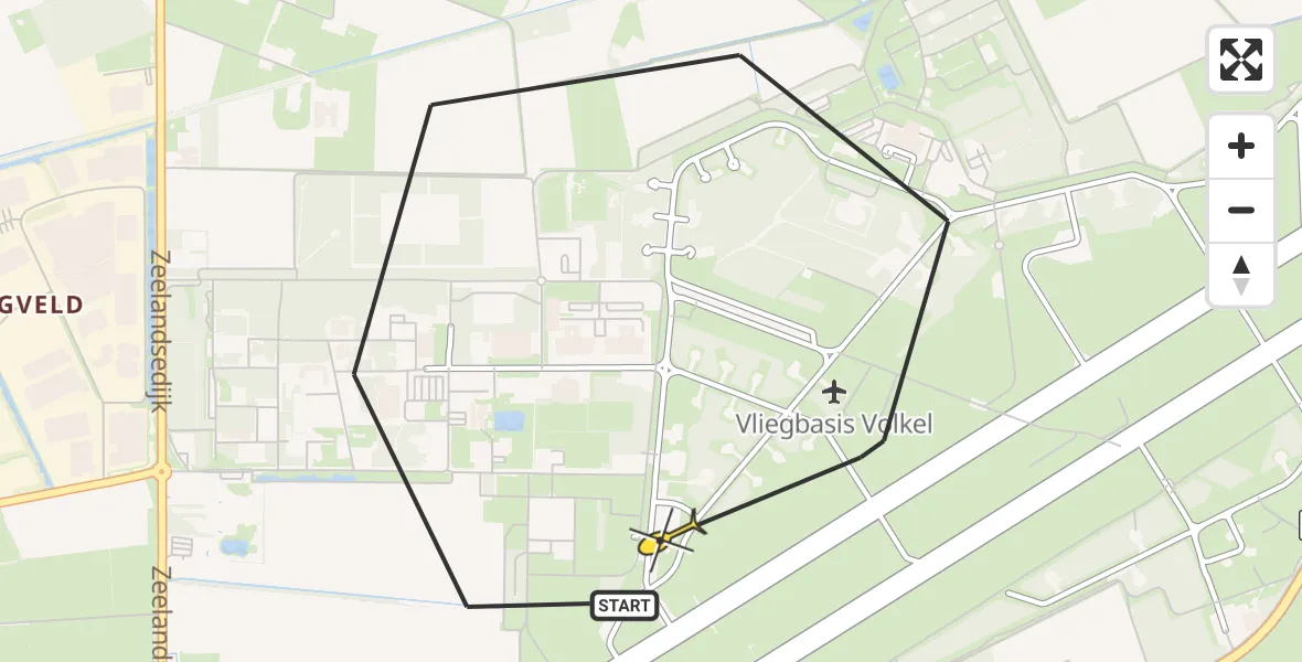 Routekaart van de vlucht: Lifeliner 3 naar Vliegbasis Volkel, Zeelandsedijk