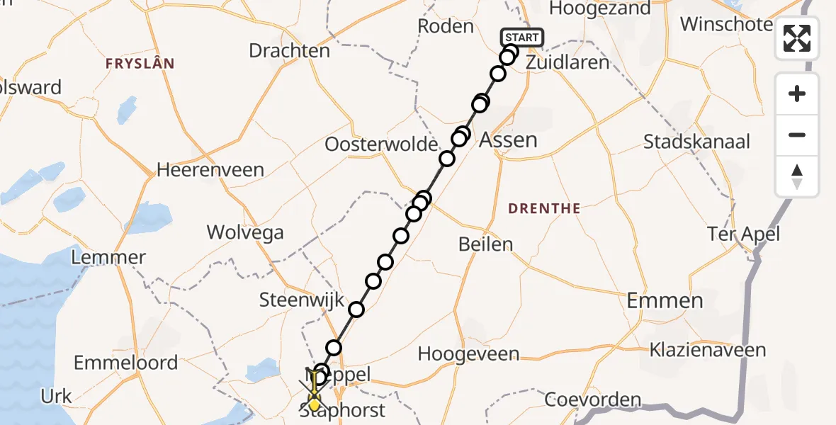 Routekaart van de vlucht: Lifeliner 4 naar Staphorst, Homsteeg