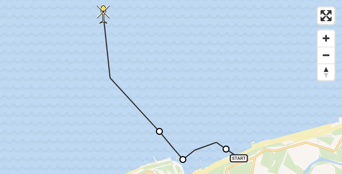 Routekaart van de vlucht: Kustwachthelikopter naar Vlissingen, Zwarte Polder