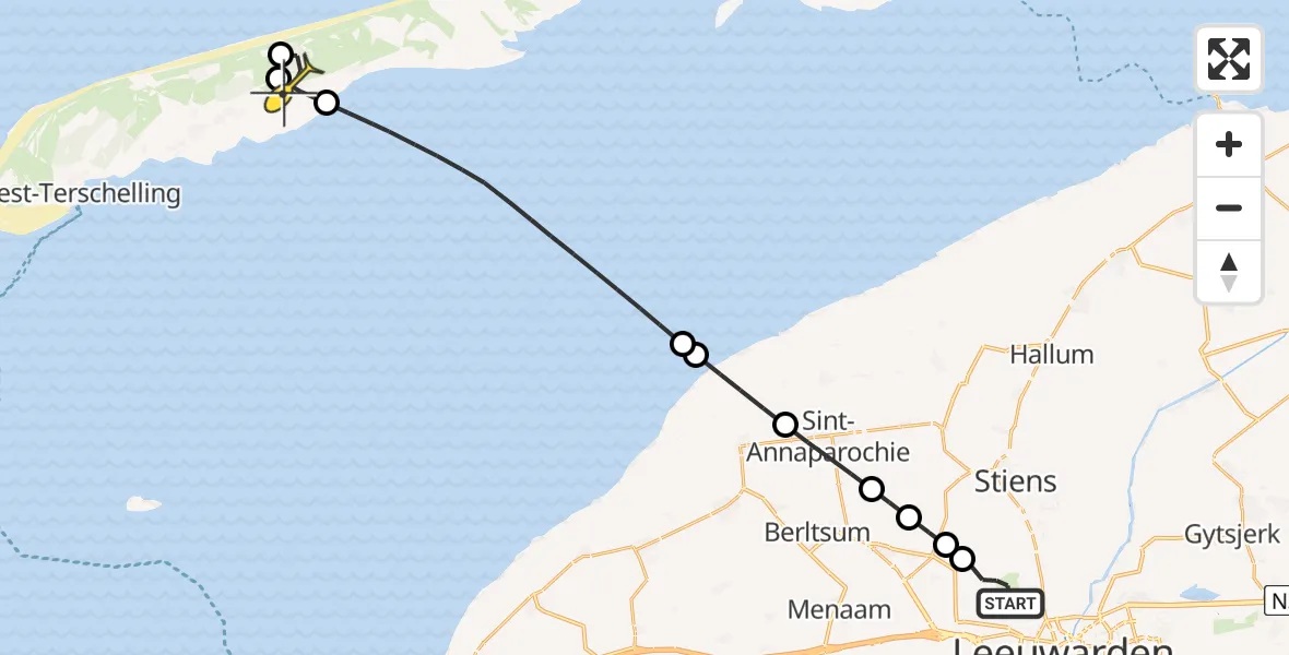 Routekaart van de vlucht: Ambulanceheli naar Hoorn, Buitengebied Noordwest