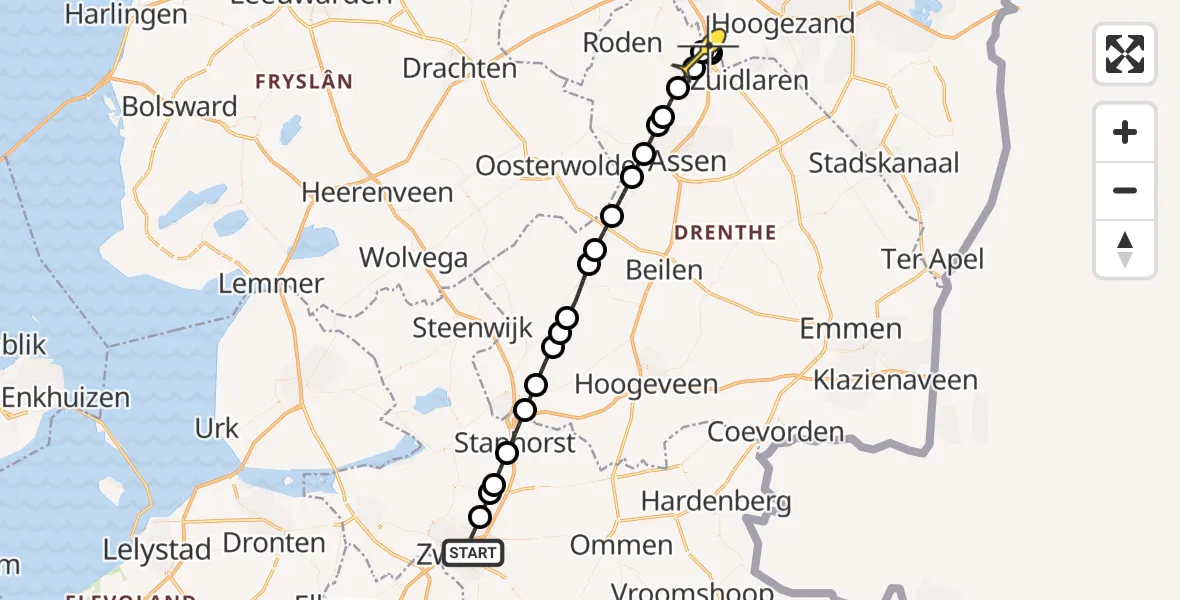 Routekaart van de vlucht: Lifeliner 4 naar Groningen Airport Eelde, Floresstraat