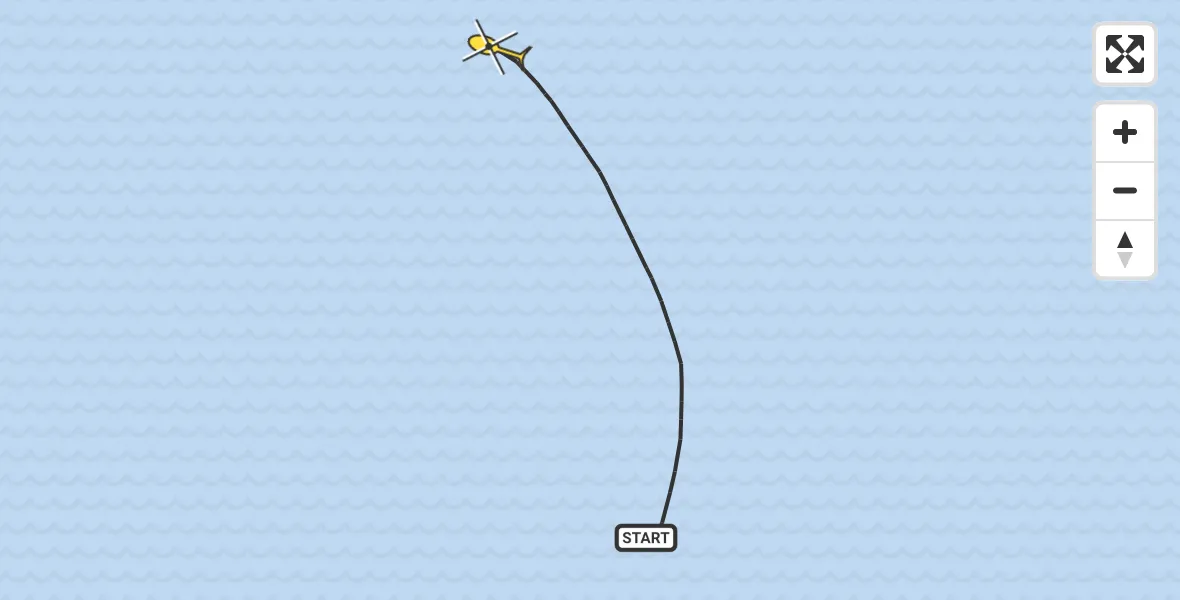Routekaart van de vlucht: Kustwachthelikopter naar 