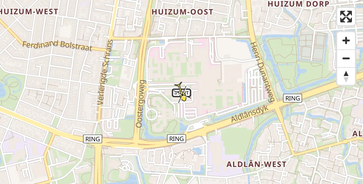 Routekaart van de vlucht: Ambulancehelikopter naar Leeuwarden, Aldlânsdyk