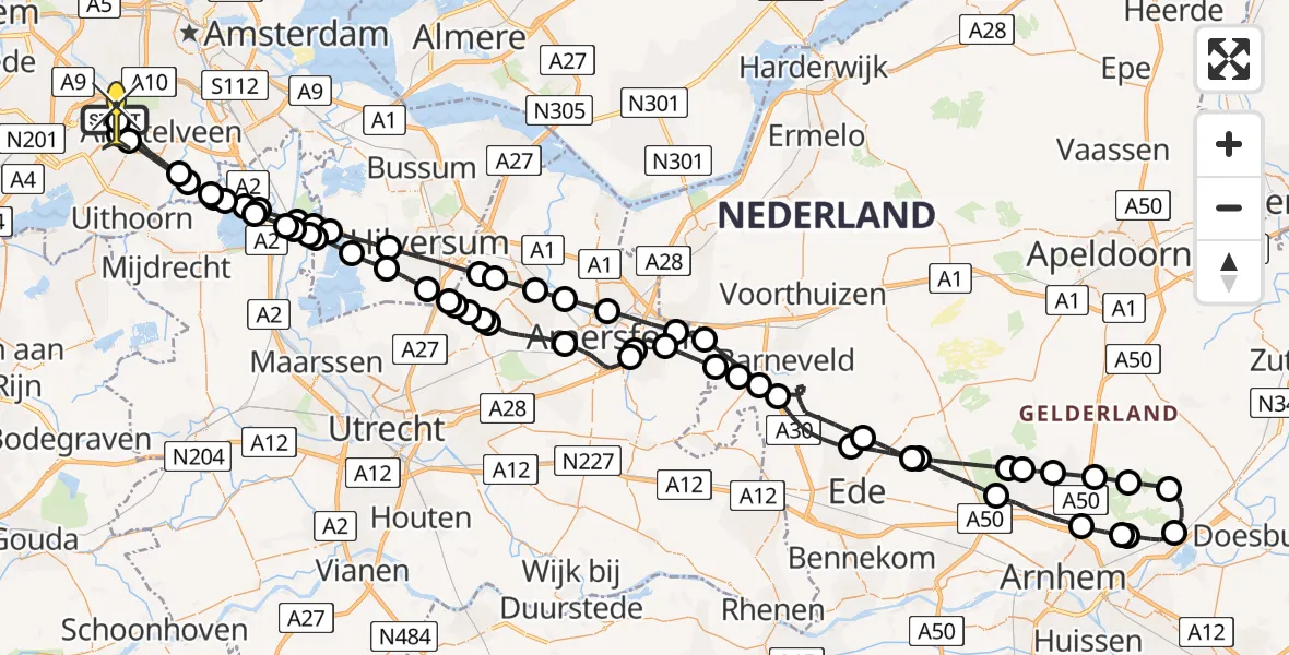 Routekaart van de vlucht: Politieheli naar Schiphol, Kemajoranstraat