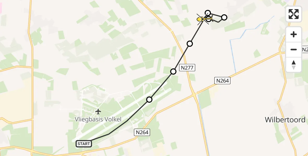 Routekaart van de vlucht: Lifeliner 3 naar Langenboom, Zeelandsedijk
