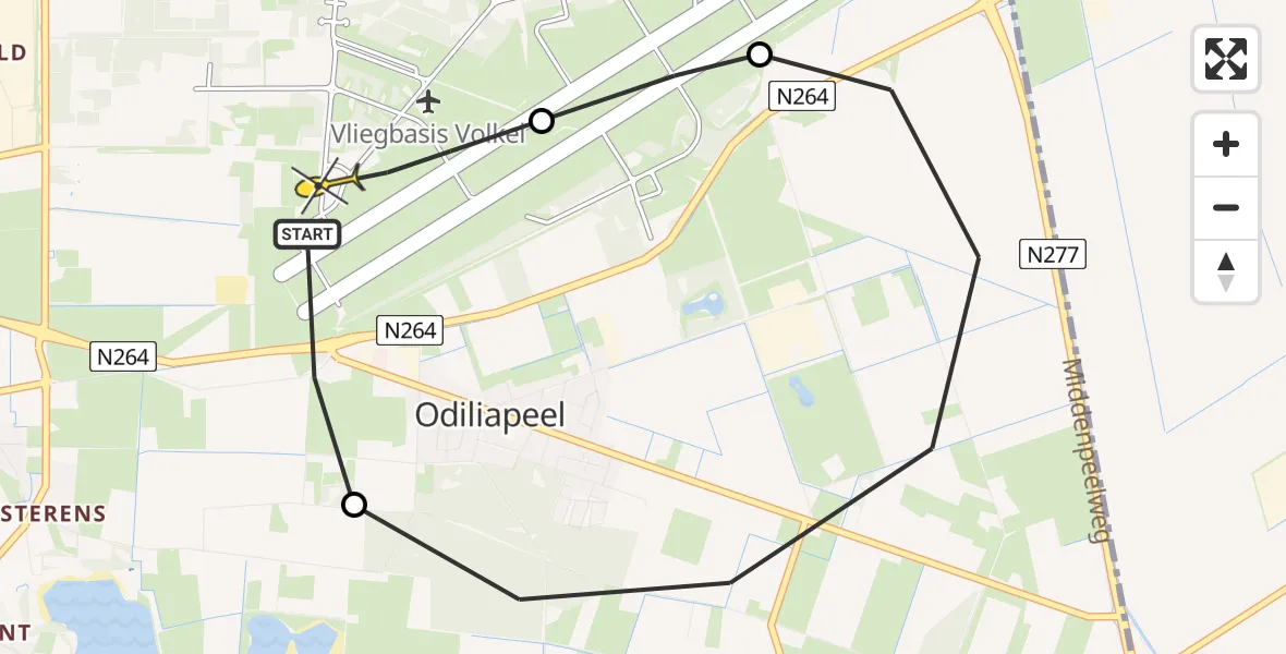Routekaart van de vlucht: Lifeliner 3 naar Vliegbasis Volkel, Vogelstraat