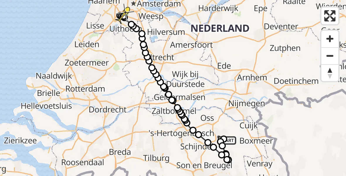 Routekaart van de vlucht: Politieheli naar Schiphol, Boshond