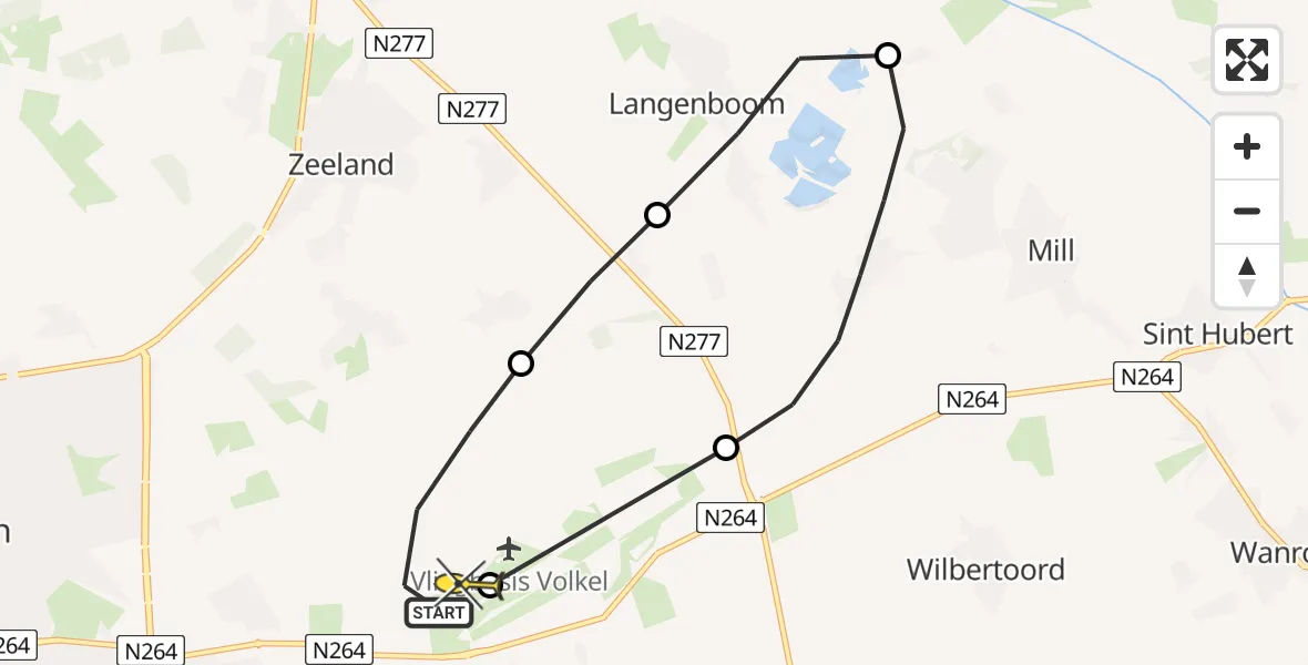 Routekaart van de vlucht: Lifeliner 3 naar Vliegbasis Volkel, Zeelandsedijk