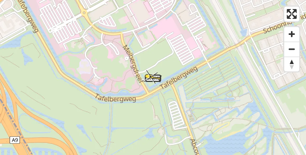 Routekaart van de vlucht: Lifeliner 1 naar Academisch Medisch Centrum (AMC), Helipad