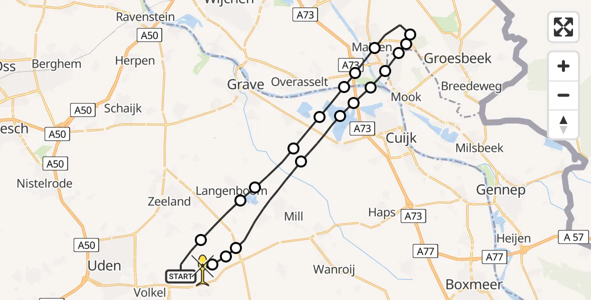 Routekaart van de vlucht: Lifeliner 3 naar Vliegbasis Volkel, Houtvennen