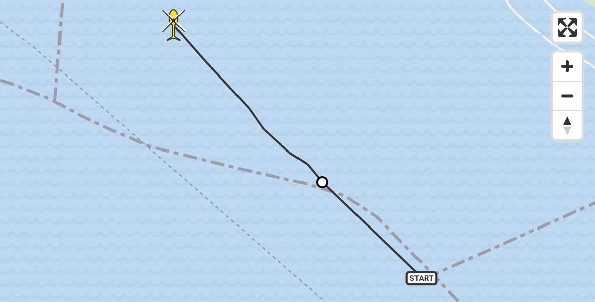 Routekaart van de vlucht: Kustwachthelikopter naar Zuidland, Beningen