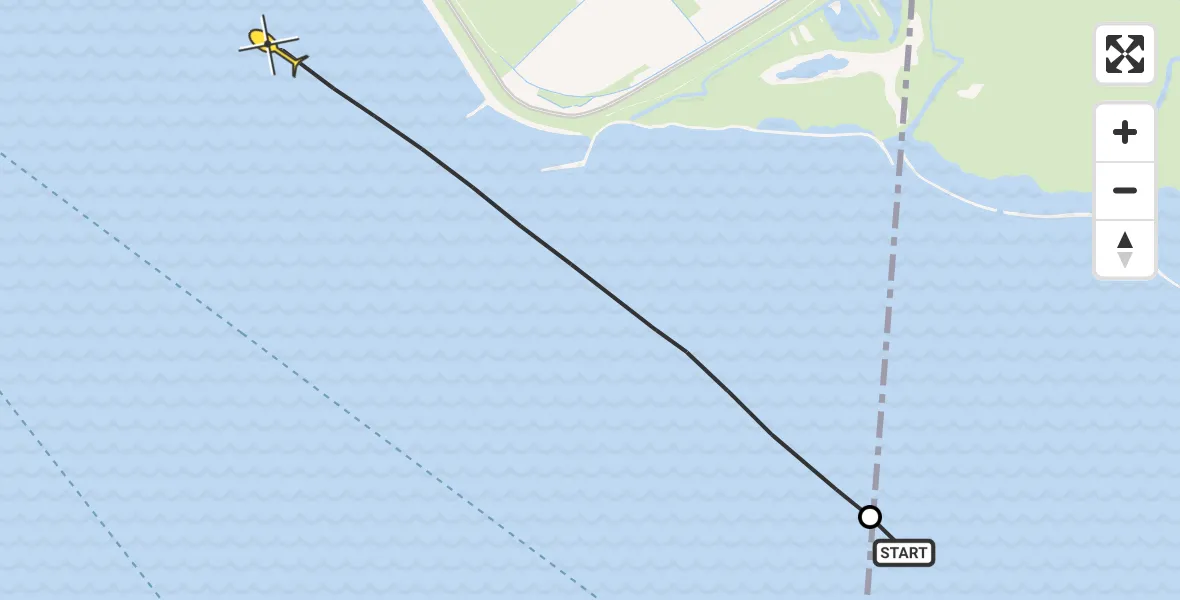 Routekaart van de vlucht: Kustwachthelikopter naar Oudenhoorn, Zeedijk