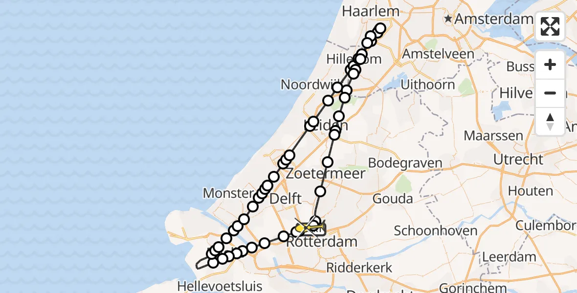 Routekaart van de vlucht: Lifeliner 2 naar Rotterdam The Hague Airport, Vliegveldweg