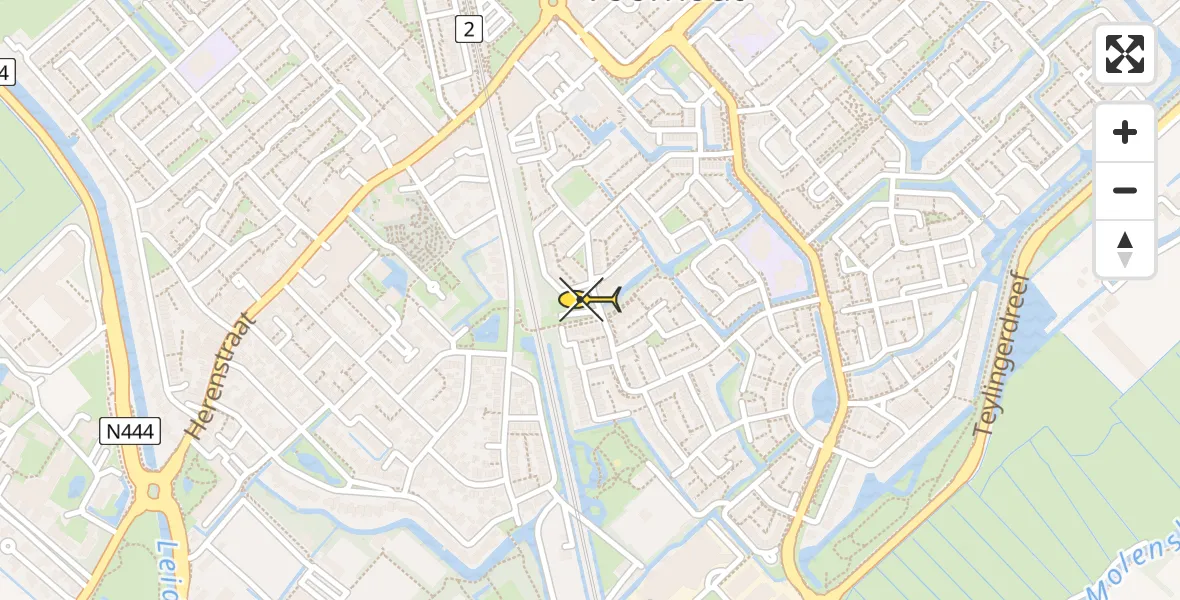 Routekaart van de vlucht: Lifeliner 1 naar Voorhout