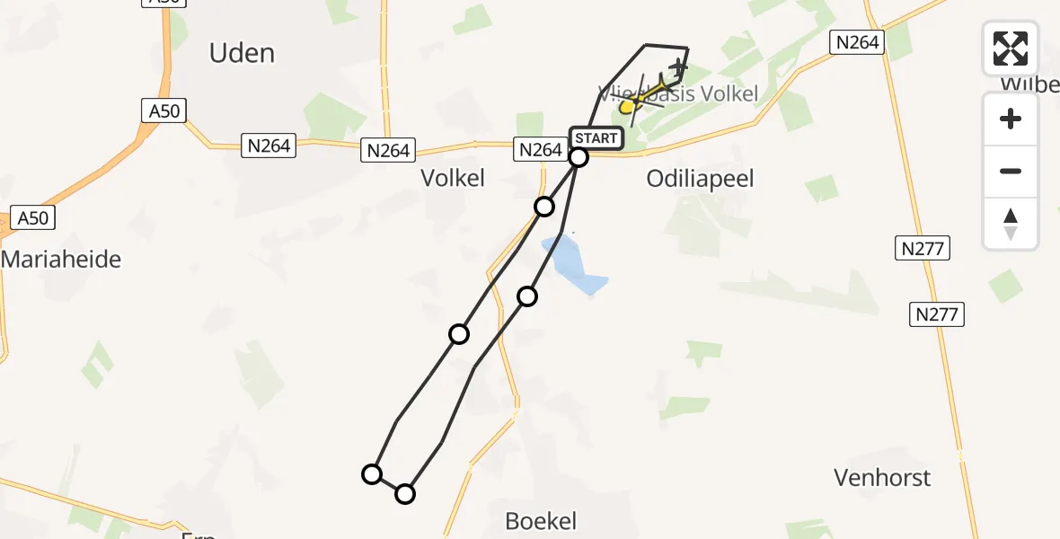 Routekaart van de vlucht: Lifeliner 3 naar Vliegbasis Volkel, Zeelandsedijk